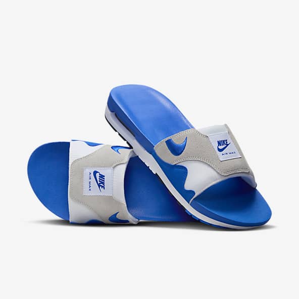 Blue and pink nike slides store
